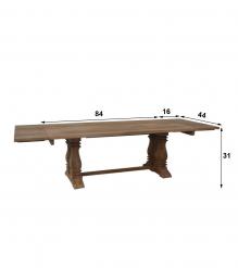 SOLID WOOD PEDESTAL EXTENSION DINING TABLE