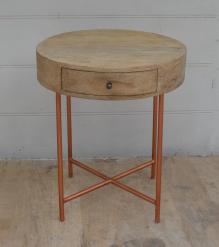 SOLID WOOD & METAL 1 DRAWER END TABLE / NIGHTSTAND