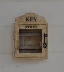 SOLID WOOD & GLASS KEY BOX