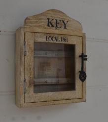 SOLID WOOD & GLASS KEY BOX