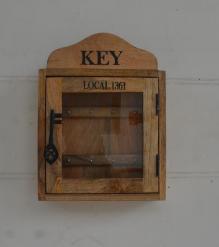 SOLID WOOD & GLASS KEY BOX