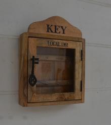 SOLID WOOD & GLASS KEY BOX