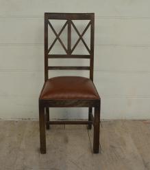 SOLID WOOD & LEATHER CHAIR