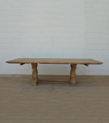 SOLID WOOD PEDESTAL EXTENSION DINING TABLE