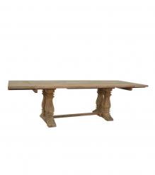 SOLID WOOD PEDESTAL EXTENSION DINING TABLE