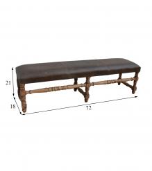 SOLID WOOD & UPHOLSTERED LEATHER BENCH