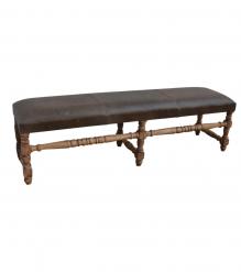 SOLID WOOD & UPHOLSTERED LEATHER BENCH