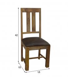 SOLID WOOD DINING CHAIR W/ GENUINE LEATHER UPHOLSTERED SEAT
