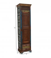 RECLAIMED CARVED TEAK STORAGE CABINET W/ 2 DRAWERS