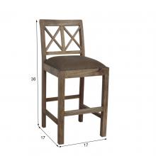 SOLID WOOD COUNTER STOOL W/ FULL HIDE LEATHER SEAT