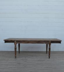 EXTENDABLE SOLID WOOD DINING TABLE W/ SELF-STORING EXTENSIONS