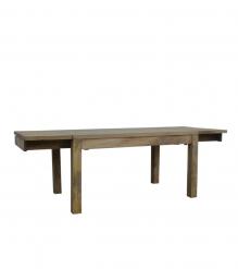 EXTENDABLE SOLID WOOD DINING TABLE W/ SELF-STORING EXTENSIONS