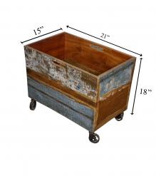 WOOD IRON TRAY TROLLEY