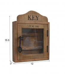 SOLID WOOD & GLASS KEY BOX