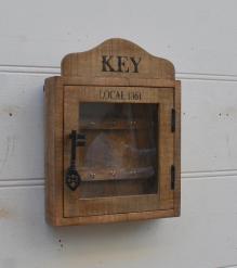 SOLID WOOD & GLASS KEY BOX