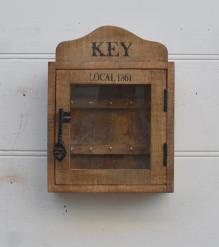 SOLID WOOD & GLASS KEY BOX
