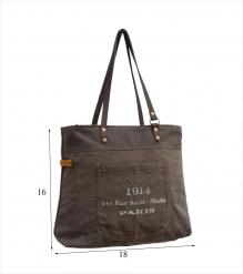 CANVAS & FULL HIDE LEATHER TOTE BAG