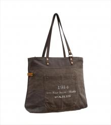 CANVAS & FULL HIDE LEATHER TOTE BAG