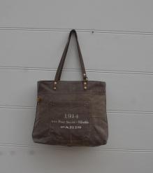 CANVAS & FULL HIDE LEATHER TOTE BAG