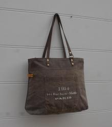 CANVAS & FULL HIDE LEATHER TOTE BAG