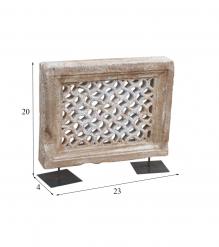 HAND CARVED STONE PANEL ON IRON STAND