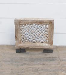 HAND CARVED STONE PANEL ON IRON STAND