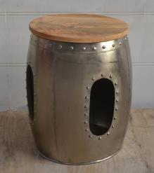 SOLID WOOD & METAL END TABLE