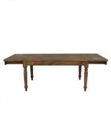 EXTENDABLE SOLID WOOD DINING TABLE W/ SELF-STORING EXTENSIONS