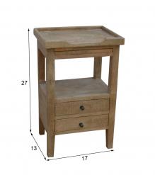 SOLID WOOD 2 DRAWER NIGHTSTAND END TABLE