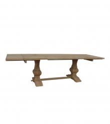 SOLID WOOD PEDESTAL TRESTLE TABLE W / EXTENSIONS