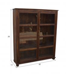 RECLAIMED TEAK WOOD & GLASS STORAGE DISPLAY CABINET
