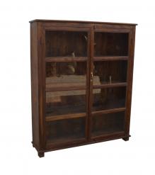 RECLAIMED TEAK WOOD & GLASS STORAGE DISPLAY CABINET