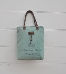 CANVAS & FULL HIDE LEATHER TOTE BAG