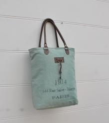 CANVAS & FULL HIDE LEATHER TOTE BAG
