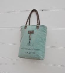 CANVAS & FULL HIDE LEATHER TOTE BAG