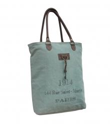 CANVAS & FULL HIDE LEATHER TOTE BAG