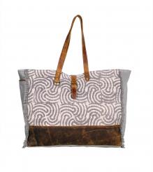 CANVAS & FULL HIDE LEATHER TOTE BAG Weekender Bag