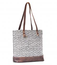  CANVAS & FULL HIDE LEATHER TOTE BAG CANVAS TOTE BAG