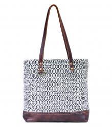  CANVAS & FULL HIDE LEATHER TOTE BAG CANVAS TOTE BAG