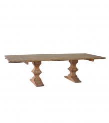 SOLID WOOD PEDESTAL EXTENSION DINING TABLE