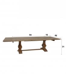 SOLID WOOD PEDESTAL DINING TABLE W/ EXTENSIONS