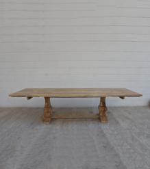 SOLID WOOD PEDESTAL DINING TABLE W/ EXTENSIONS
