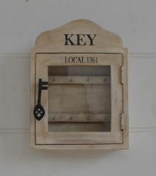 SOLID WOOD & GLASS KEY BOX