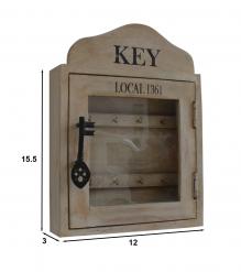 SOLID WOOD & GLASS KEY BOX