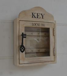 SOLID WOOD & GLASS KEY BOX