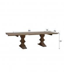 SOLID WOOD PEDESTAL EXTENSION DINING TABLE