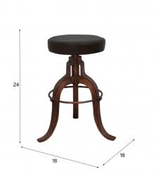 ADJUSTABLE HEIGHT IRON & LEATHER STOOL