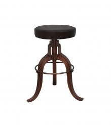 ADJUSTABLE HEIGHT IRON & LEATHER STOOL