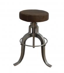 ADJUSTABLE HEIGHT IRON & LEATHER STOOL