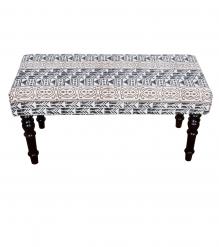 UPHOLSTERED CLOTH & SOLID WOOD BENCH